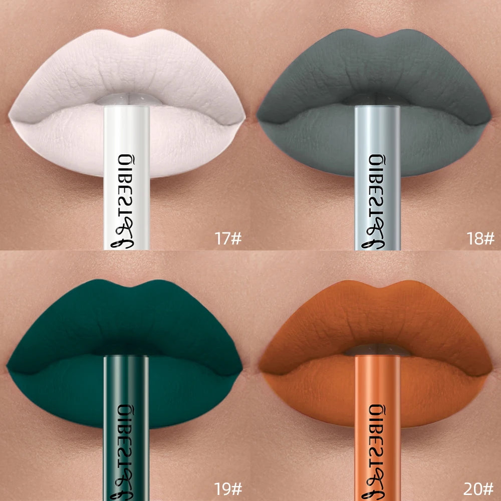 QIBEST Sexy Red Matte Lip Gloss Long Lasting Velvet Liquid Lipstick Lip Makeup Women Beauty Nonstick Cup Waterproof Lipgloss Hot.