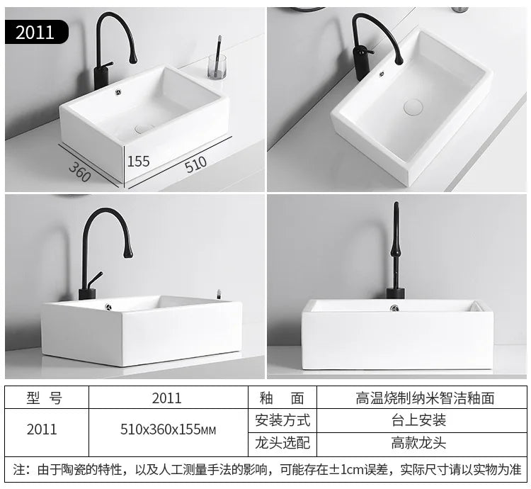 Arbeits platte Waschbecken Seite Entwässerung Keramik Waschbecken Balkon Waschbecken Kunst becken Einzel becken quadratischer Kreis