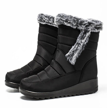 Women's Boots Super Warm Fur Botas Mujer 2025 Snow Boots Low Heels Winter Shoes Woman Black Rubber Winter Boots Women Footwear.