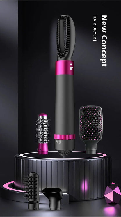 HOMEFISH 5 in 1 Hair Dryer Brush Hot Air Brush & Volumizer Styler Set with Interchangeable Brush Head Negative Ionic Blow Dryer.