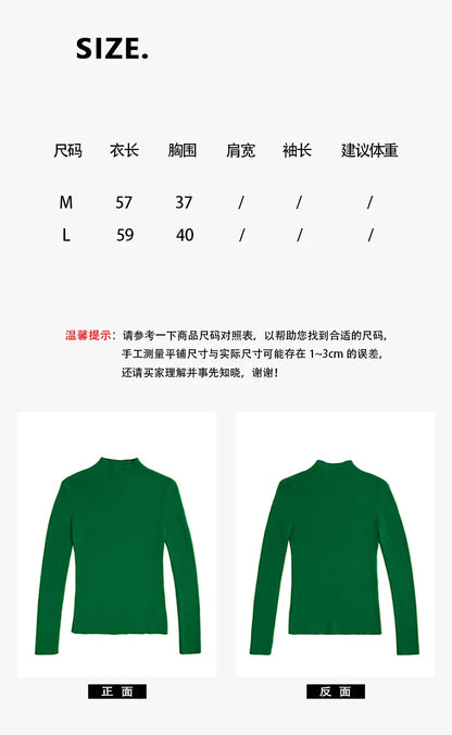 100% Ultra-fine Merino Wool Sweater Autumn and Winter Loose and Simple Semi-turtleneck Wool Bottoming Shirt Multi-color Sweater.