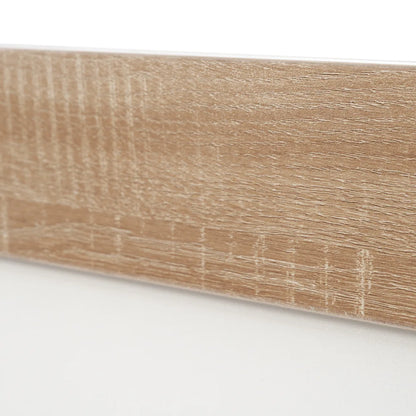 Doppelbett, Holzbett, schwebendes Bett mit Kopfteil des Bettrahmens und Lattenrost, 205 x 144 x 90,5 cm, Set in Eiche Sonoma/Weiß (ohne Matratze)