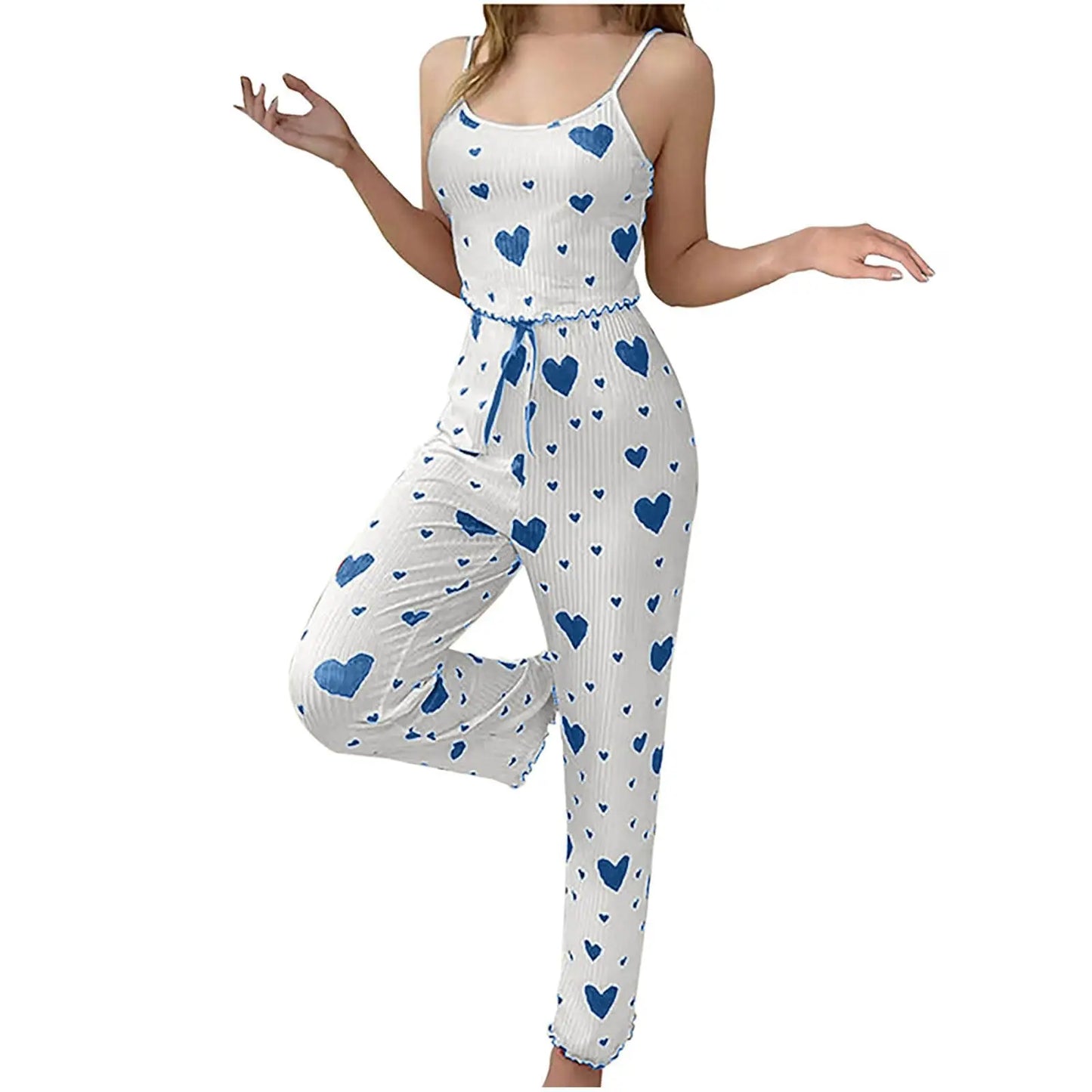 Damen pyjamas plus Größe Pyjamas Set 2 Stück kurze Weste Hose weiß atmungsaktiv weich lässig Love Print.