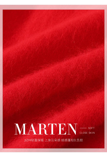 Women's Round-neck Mink Cashmere Sweater Soft Pullover Jumper Comfortable Knitted Top for Autumn Winter Pure Mink Material