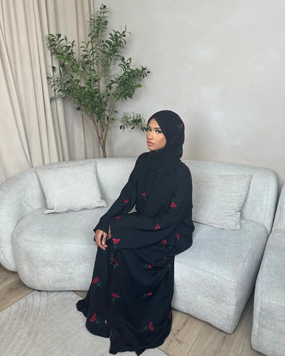 Eid 2025 New Embroideried Abaya Kimono Dubai Luxury Cardigan Muslim Party Kaftan Robe Abayas for Women Turkish Islamic Clothing.