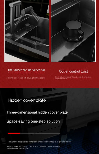 55 cm x 32 cm, 304 Nano-Edelstahl, versteckter Waschbecken-Klapphahn mit großem Einzelschlitz und Abdeckplatte, Bartheke, Tassenscheibe