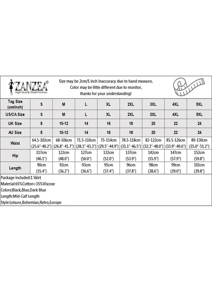 Autumn Elastic Waist Solid Skirts ZANZEA Fashion Women Denim Blue Skirt Elegant A-line Work Overskirts Casual Loose Holiday Jupe.