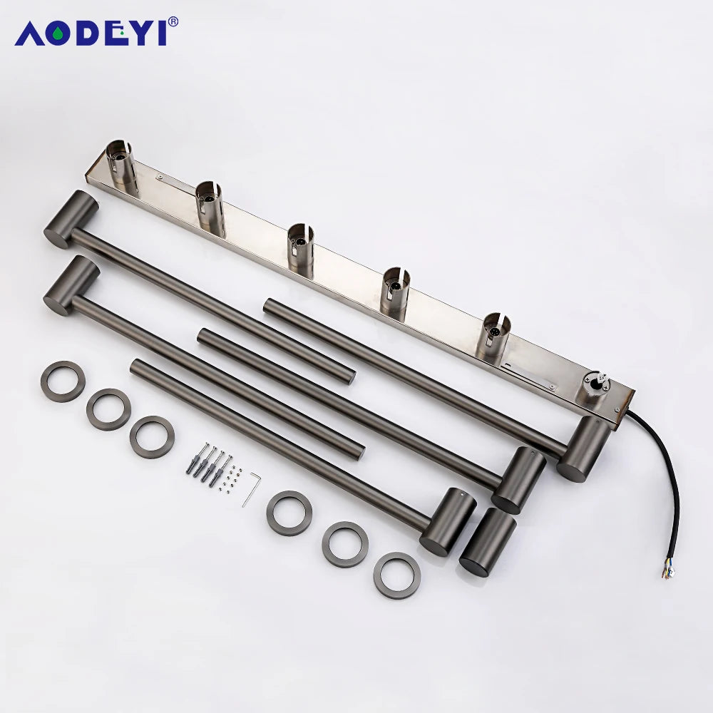 Bathroom Electric Heated Towel Rail Warmer Digital Display Temperature Time Control Smart Home Concealed Bar 304 Stainless Steel.