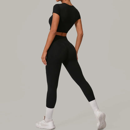 Seamless Yoga Sets Sports Fitness High Waist Hip Lift Tight Breathable Tracksuit Workout Clothing Gym Leggings Suit for Women