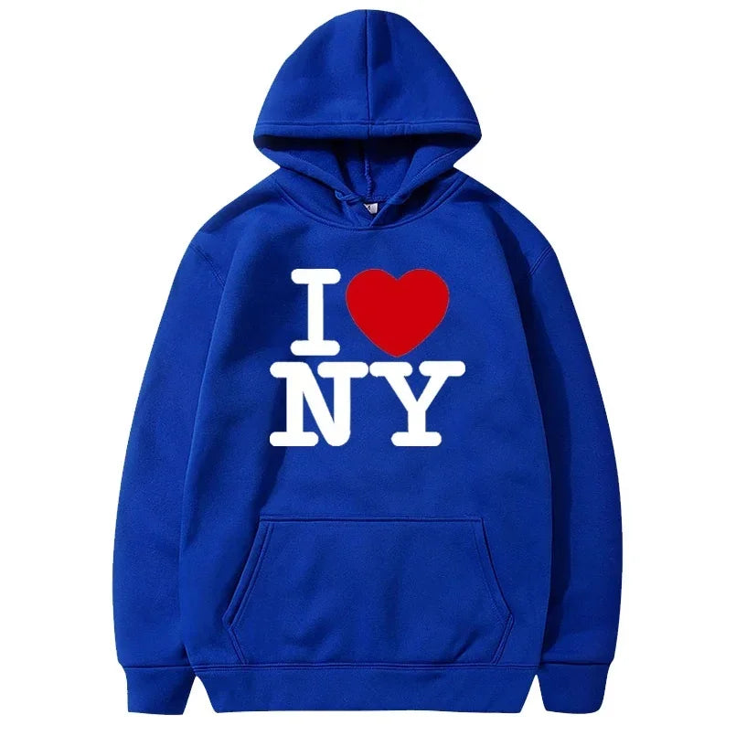 I Love New York Pritned Hoodies Women's Fashion Casual Hooded Pullover Street Hip Hop Clothing.