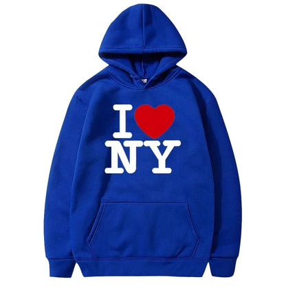 I Love New York Pritned Hoodies Women's Fashion Casual Hooded Pullover Street Hip Hop Clothing.