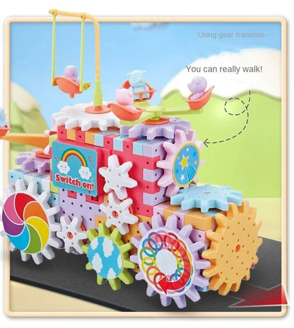 Electric Gears 3D Puzzle Model Building Kits Plastic Brick Blocks Educational Toys for Kids Children Gear Blocks Building Toys.
