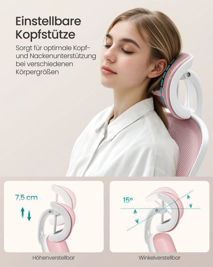 SONGMICS Bürostuhl ergonomisch, Schreibtischstuhl, Drehstuhl mit Mesh, gepolsterte Lendenstütze, Wippfunktion