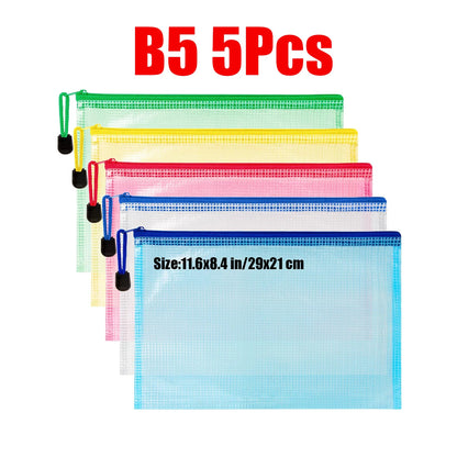 Zipper Documents Bag A4/A5 Plastic Folders A3 Transparent Waterproo File Organize Storage Bag School Office Stationery Supplies