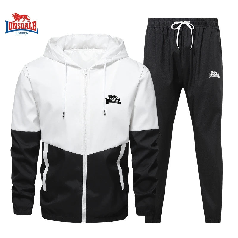 Spring and Autumn Men's Embroidered Hooded Sports and Leisure Set New Fashion Jacket and Pants 2-piece Hip Hop Sports Set.