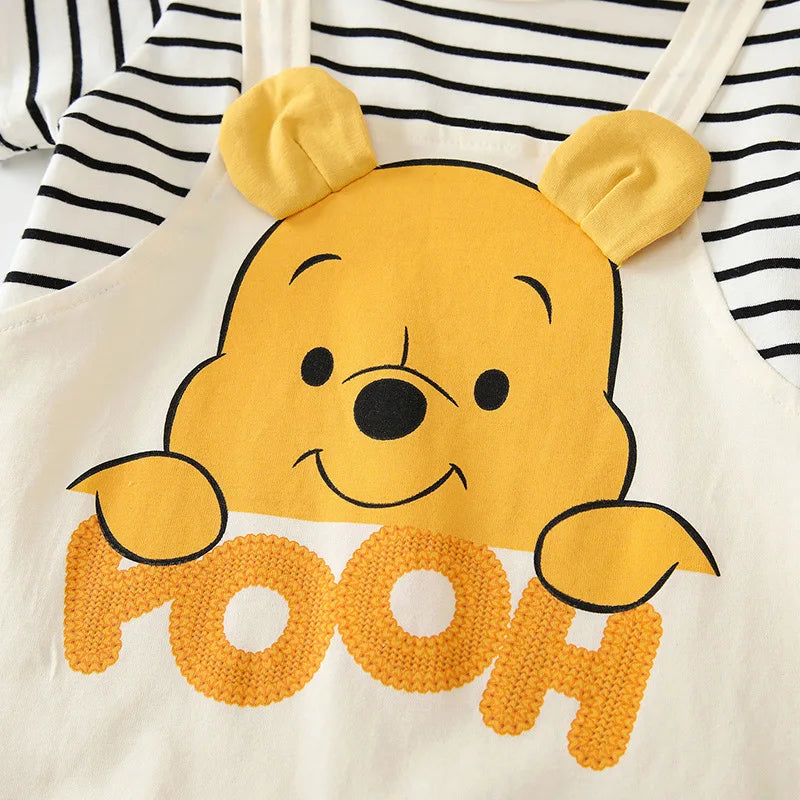 Sommer Baby Overall Cartoon Winnie the Pooh Bequeme Strampler für 0-2 Jahre alte Jungen Mädchen Streifen Kurzarm Bodys.