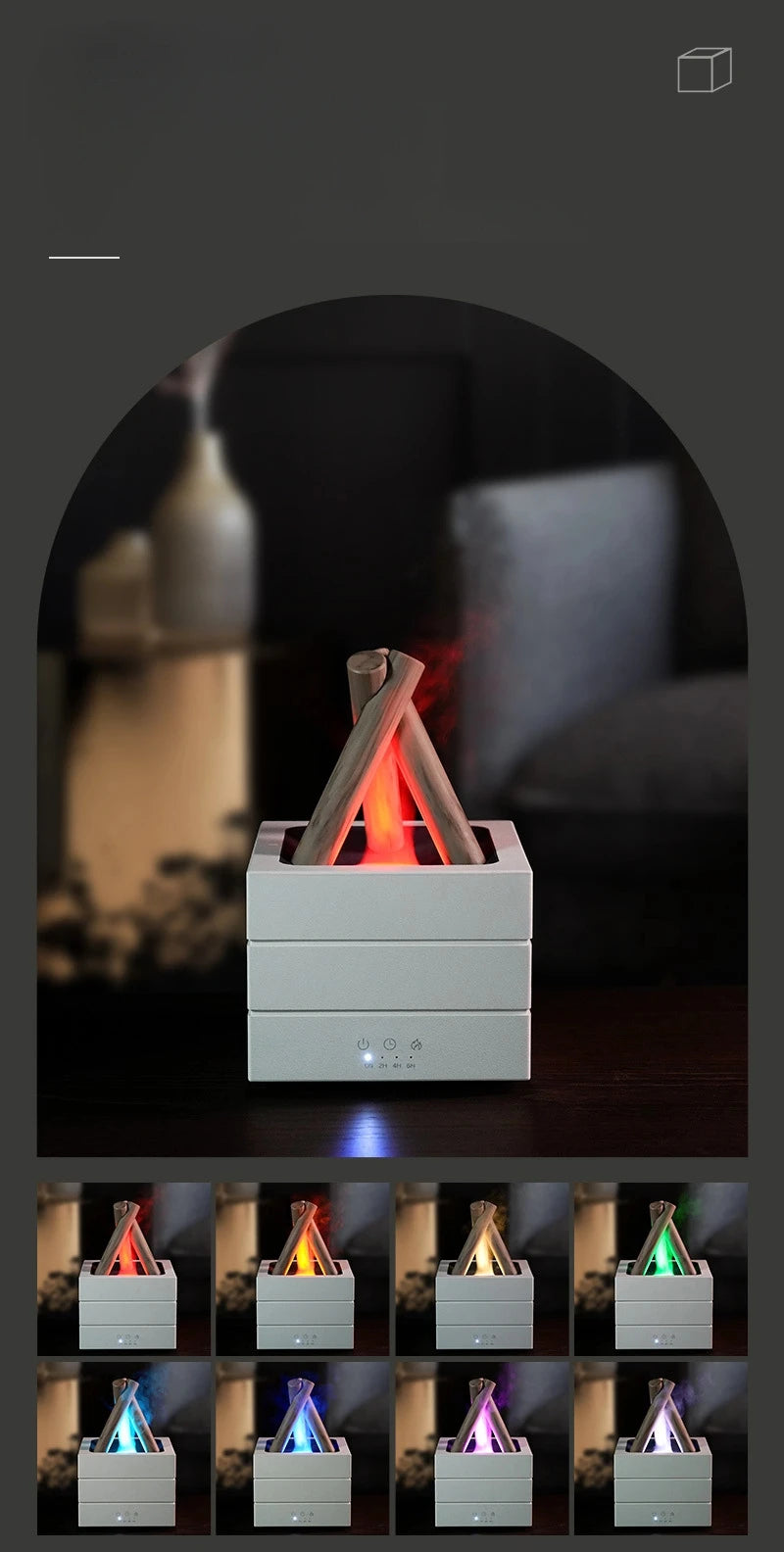 280ml Flame Aroma Diffuser USB Air Humidifier Colorful Atmosphere Light and Remote Control Bonfire Essential Oil Aroma Diffuser.