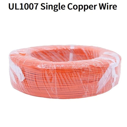 5M/50M Single Core Wire UL1007 PVC Tinned Copper Line 14/16/18/20/22/24/26 AWG Solid Cord LED Line DIY Equipment Electric Cable.