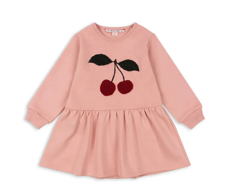 Konges Slojd AW Baby Girls Sweatshirts + Pants 2 Pcs Sets Lambswool Cherry Jackets Kids Clothes Girls Print Dresses Coats 1-9Yrs