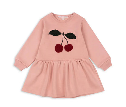 Konges Slojd AW Baby Girls Sweatshirts + Pants 2 Pcs Sets Lambswool Cherry Jackets Kids Clothes Girls Print Dresses Coats 1-9Yrs