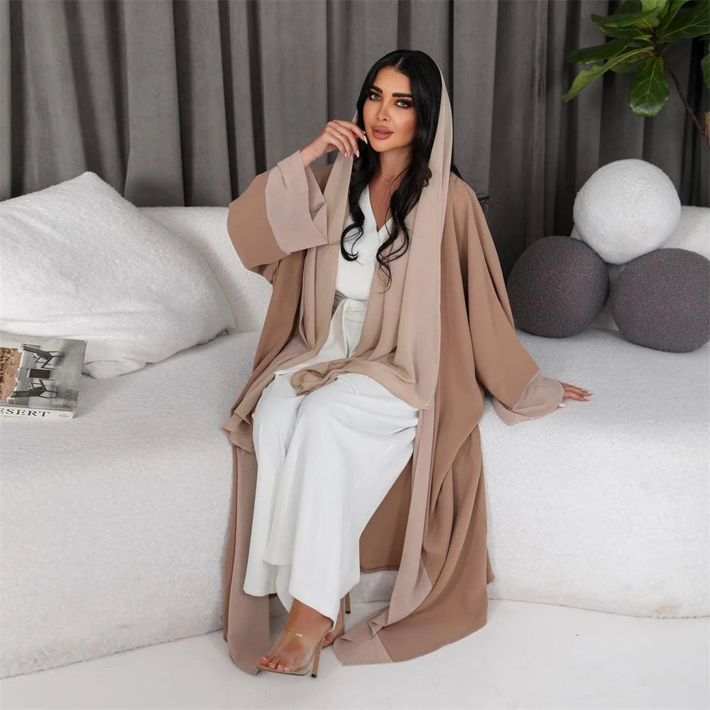 Chiffon Open Kimono Abaya Dubai Luxury 2024 Summer Turkey Muslim Kaftan Modest Dress Islam Kebaya For Women Robe Femme Musulmane.