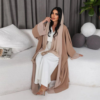 Chiffon Open Kimono Abaya Dubai Luxury 2024 Summer Turkey Muslim Kaftan Modest Dress Islam Kebaya For Women Robe Femme Musulmane.