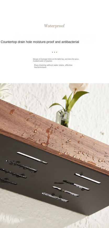 Badezimmerregal, Aufbewahrungsregal ohne Stanzen, Badezimmerregale aus massivem Holz, stanzfreies Holzregal zur Wandmontage, Toiletten-Organizer