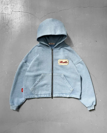 Y2K Fashion New Letter Embroidery Patch Loose Hooded Sweater Women Street Vintage Hip Hop Harajuku Leisure Couple Sports Hoodies.