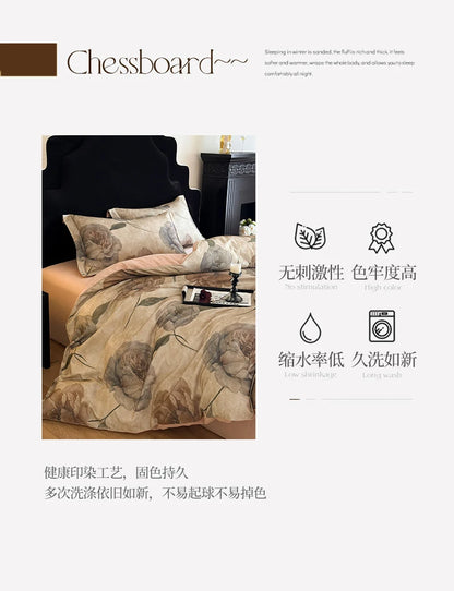 Cotton Bedding Set Luxury Soft Duvet Cover Flat Sheet Pillowcases Single Double Queen King Size Quilt Cover Set