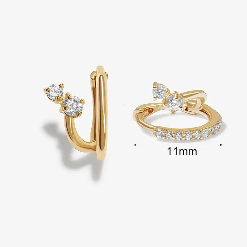 Crmya Classic Earrings for Women Zirconia Gold-plated Ear Cuff Stud Hoop Earrings Women Party Jewelry Accessories Wholesale.