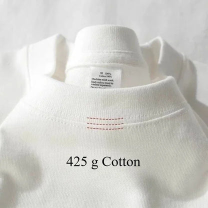 Heavy Wight 425 grams Men T Shirt Cotton Half Sleeve Brathable High Qaulity Round Neck Basic Tops Men Summer T-Shirt.