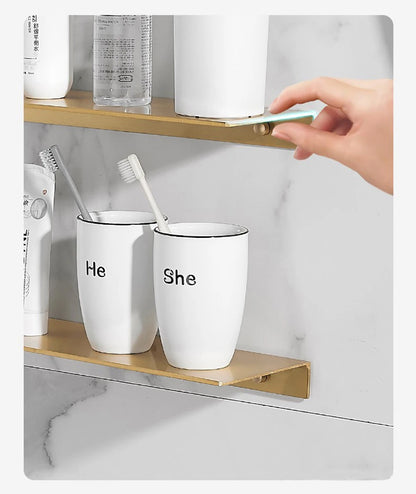 20/30/40/50CM Gebürstet Gold Wand Regal Badezimmer Lagerung Rack Küche Wand Regal Badezimmer Dusche Regale Hause Zubehör