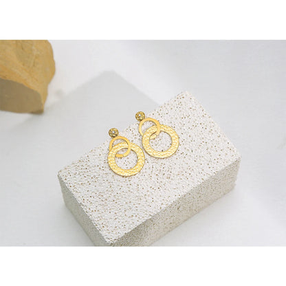 YACHAN Stainless Steel Statement Drop Earrings For Women 18 K Gold Plated Tap Metal Texture Dangle Earring Trendy Jewelry Gift.