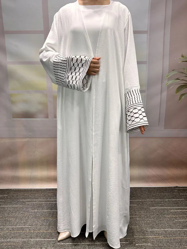 Embroidery Open Modest Kimono Abaya Dubai Luxury Islam Muslim Kaftan Modal Dress Arabic Abayas Women Kebaya Robe Femme Musulmane