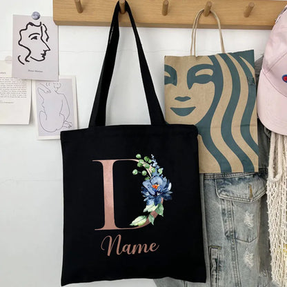 Custom Name Handbag Travel Storage Shoulder Bag Simple Tote Bags Birthday Customize Wedding Bridesmaid Gift Canvas Tote Bag.
