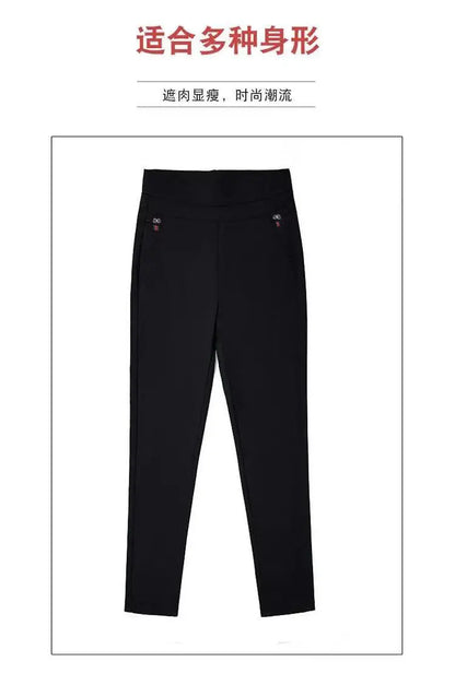 Büro Dame Feste Big Size 6XL Alle-spiel Bleistift Hosen Frühling Herbst Mode Frauen Elastische Hohe Taille Taschen Gerade hosen