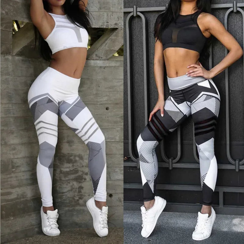 Women Quick Dry Sport Fitness Leggins Geometric Printed Sports Pants Yoga Pants Leggings Slim Tights Trousers For Women S-XXXL.