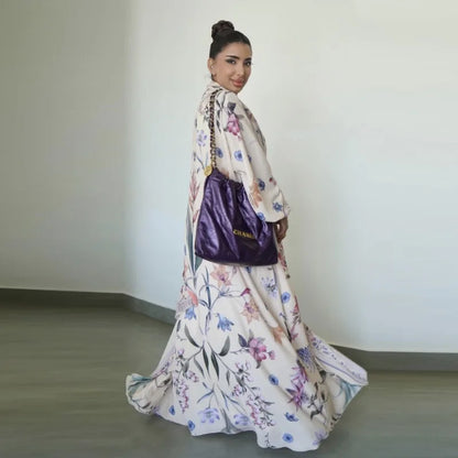 2025, Sommer-Strickjacke mit arabischem Blumenmuster für muslimische Frauen, elegante Dubai-Hijab-Abaya mit innerem islamischem Urlaubsoutfit, neues Türkei-Kleid