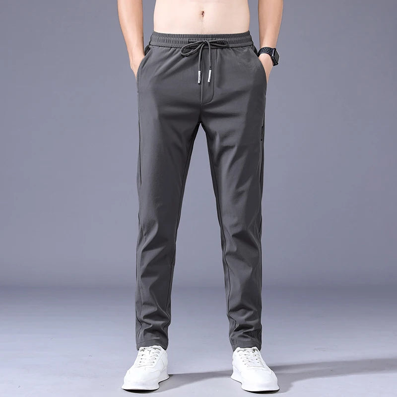 New Spring Summer Men's Casual Pants Slim Pant Straight Thin Trousers Male Fashion Stretch Khaki Jogging 28-38
