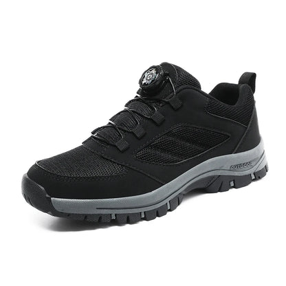 Männer Turnschuhe Stilvolle Rotierenden Schnalle Wanderschuhe Einfarbig Komfortable Nicht-slip Sportliche Schuhe Plus Größe Männer Schuhe Leder