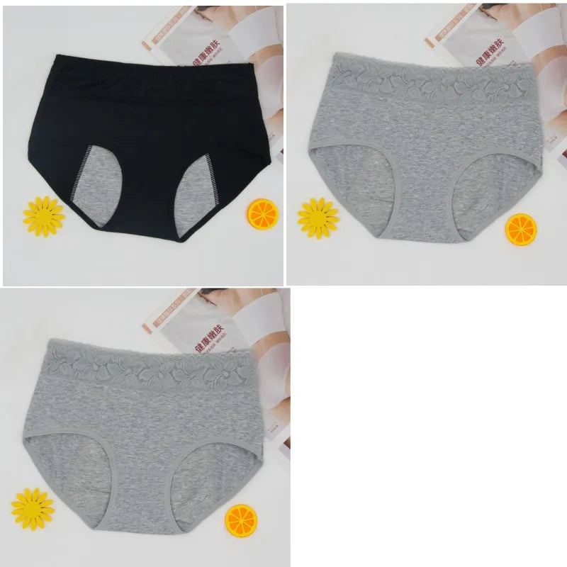 3 Pcs Women's Cotton Briefs Menstruation Underwear Leak Proof Sanitary  With Menstrual Bamboo Fancy Low Waist Slimming Panties