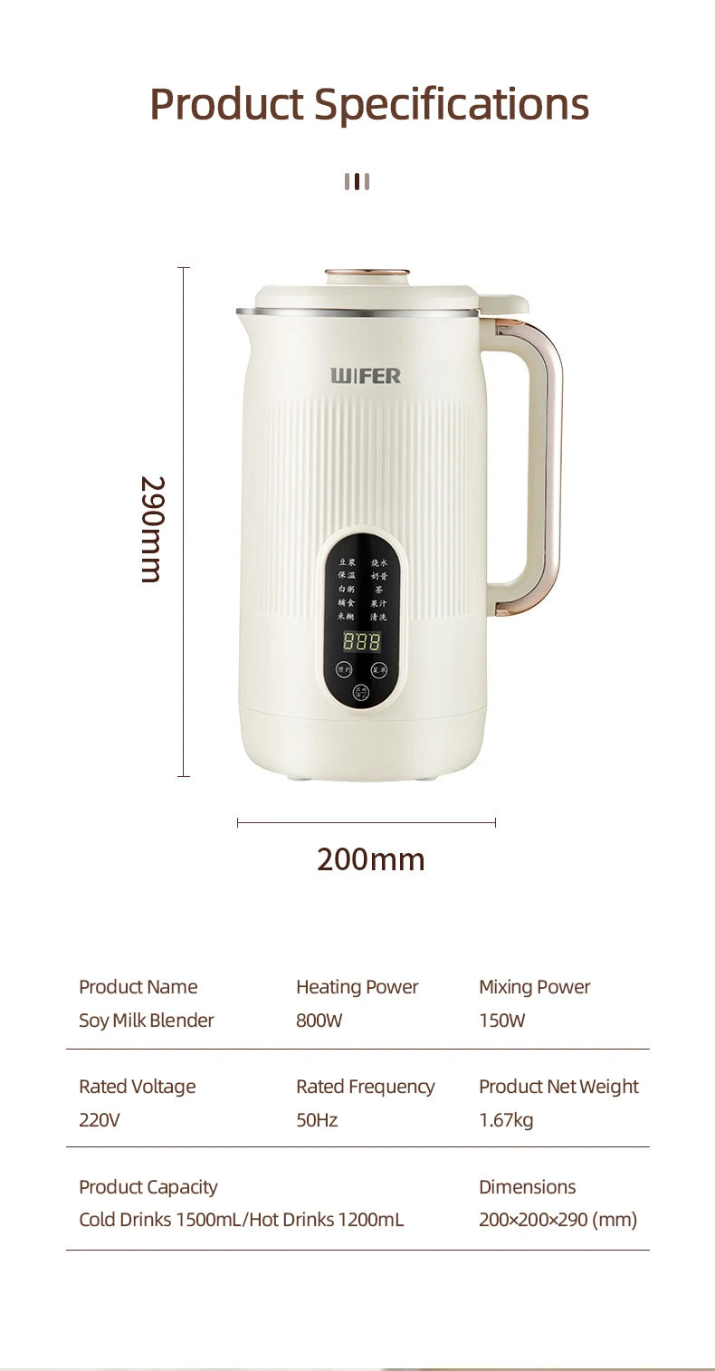 Automatic Soy Milk Machine Multifunctional Juicer Blender Home Wall Breaking Machine Soybean Milk Maker Breakfast Machine 220V