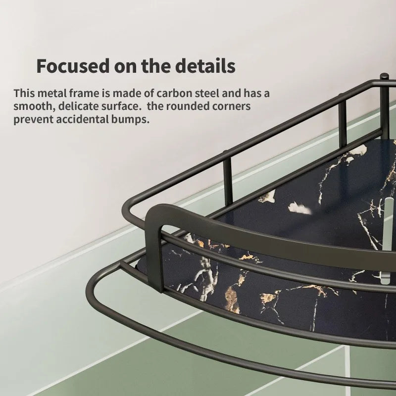 4-stufiges verstellbares Eck-Duschregal (82–296 cm) – kein Bohren, Spannstange, dreieckiger Organizer für Badezimmer, Küche, Aufbewahrung mit Haken