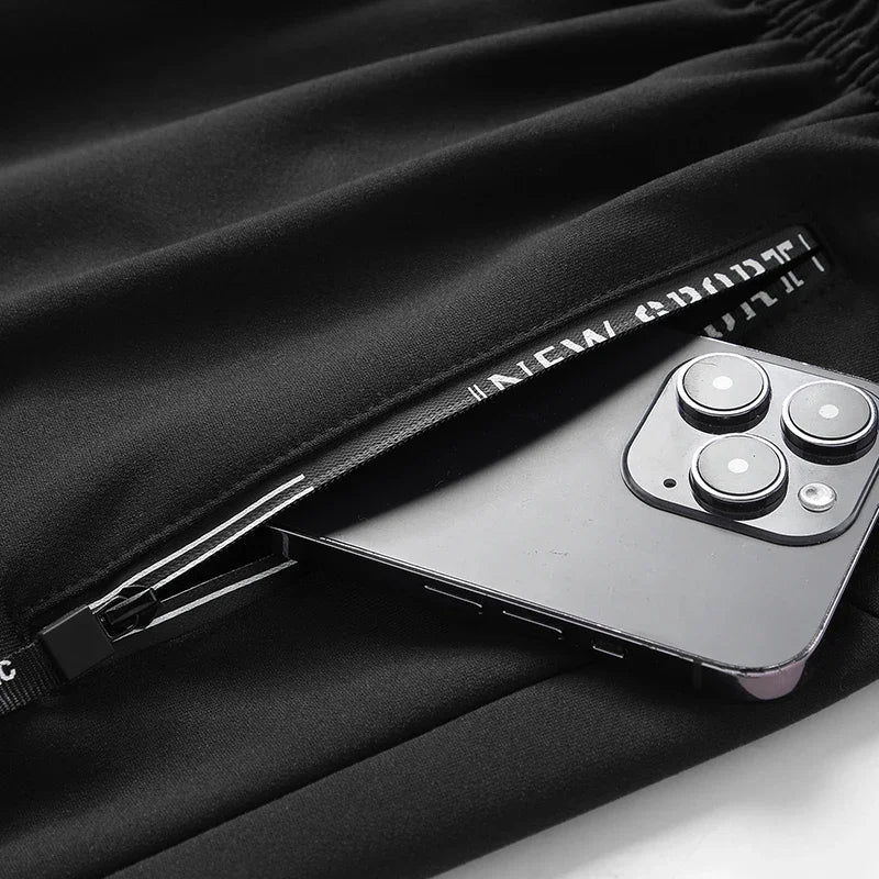 Summer Big Size Men's Pant Drawstring Stretch Sport Jogger Trouser Male Plus Large Fit Zip Pocket 4XL 5XL 6XL 7XL 8XL Grey Black.