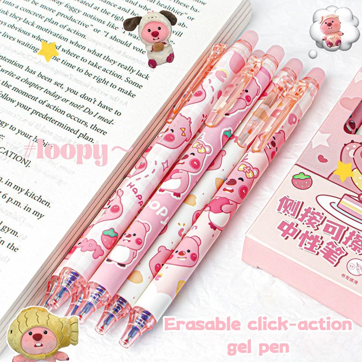 Capybara löschbare Stifte, 6 Stück, nachfüllbare Tinte, Gelstift, wischfrei, niedliches Tier, Schulbedarf für Studenten, Büro, Schreibwaren, Geschenke.