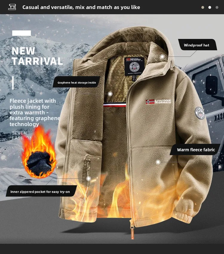 Maxbarley Brand Winter Fleece Jacket Men Casual Thickened Wool Coat Athleisure Design Warm Fashion Hooded Jackets Snow Ski Suit.