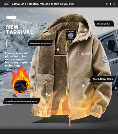 Maxbarley Brand Winter Fleece Jacket Men Casual Thickened Wool Coat Athleisure Design Warm Fashion Hooded Jackets Snow Ski Suit.