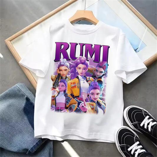 Summer 2025 New KPop Demon Hunters Kids Girls Boys T-shirt Children's Clothing T Shirt Casual O-Neck Short Sleeve Tops.