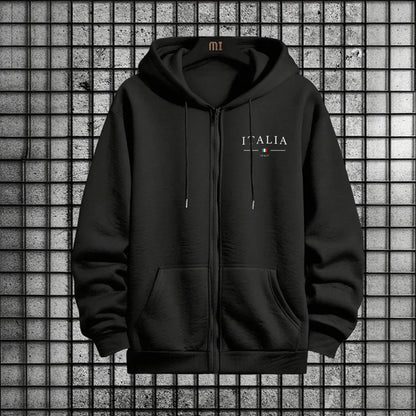 Italy Fashion Men 2 Piece Tracksuit Set Zipper Hoodie with Sweatpants Urban Streetwear Outfit Autumn Winter Fashion Sportswear.