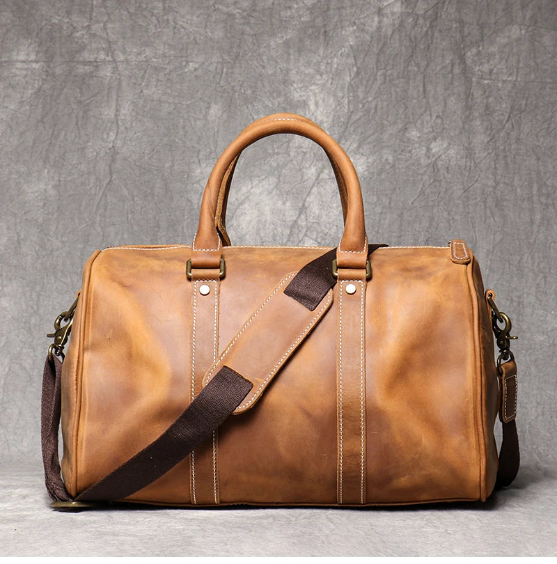 Vintage Herren Rindsleder Business Kurzstrecken tragen Handgepäck taschen große Kapazität Reisetasche einfache Umhängetaschen.